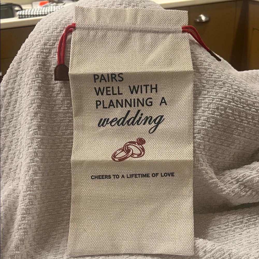 Wedding Wine Bag with Red Accents